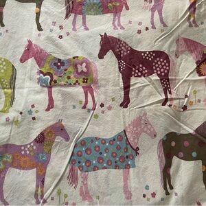 Garnet Hill Painted Ponies Cotton Twin Flat Sheet